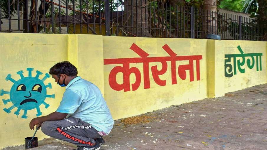Defeat corona painting on wall